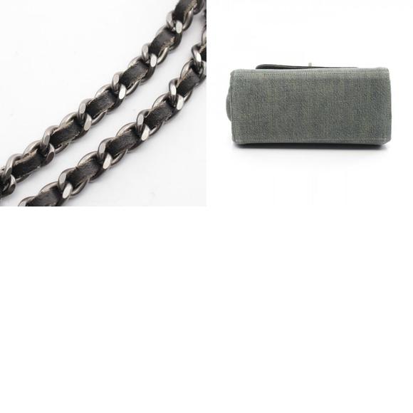 CHANEL chocolate bar Shoulder Bag lambskin sheep leather denim blue black - Picture 10 of 10